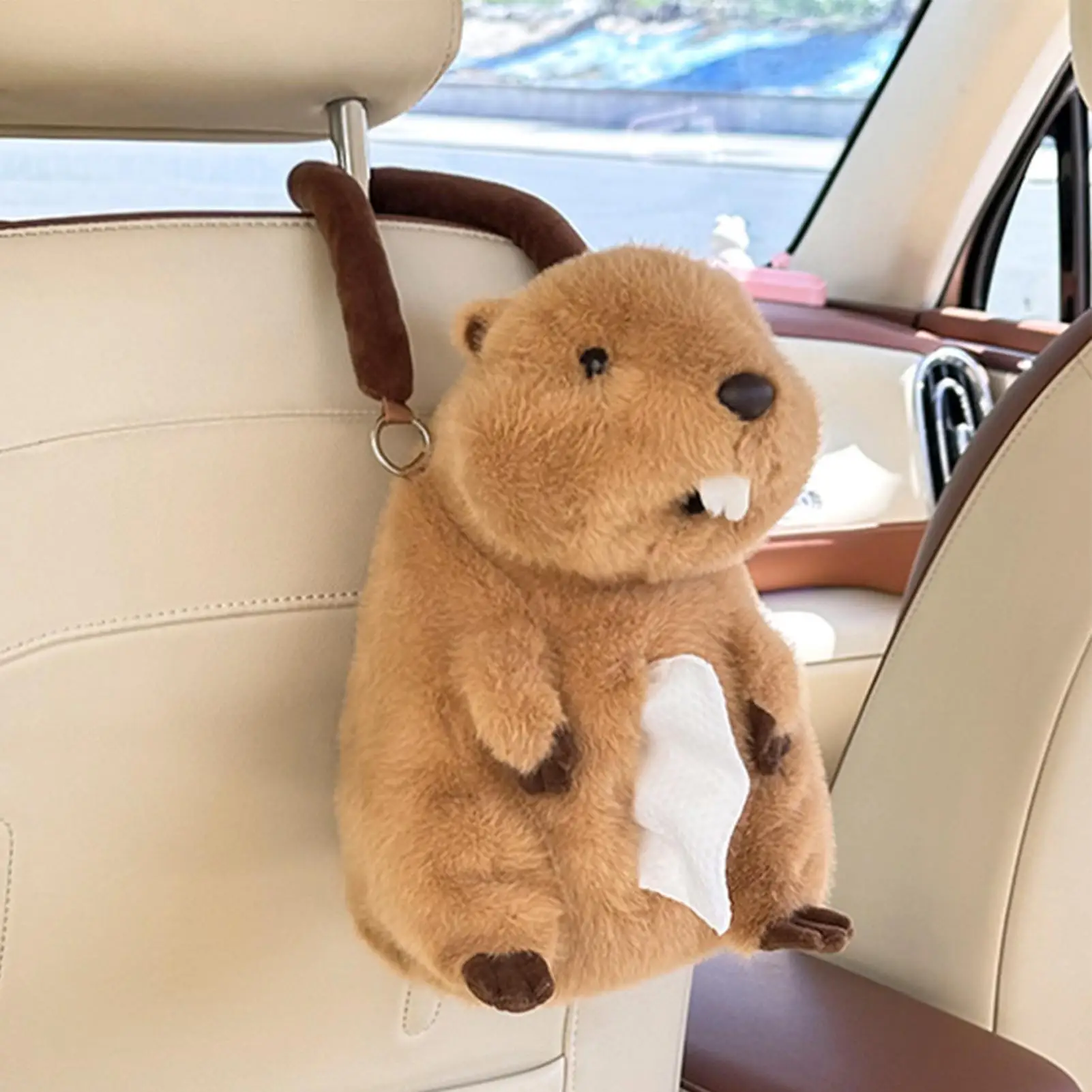 Cute Plush Car Tissue Holder Vehicle Napkin Dispenser Interior Truck RV SUV Auto Backseat Road Trip Travel Supplies