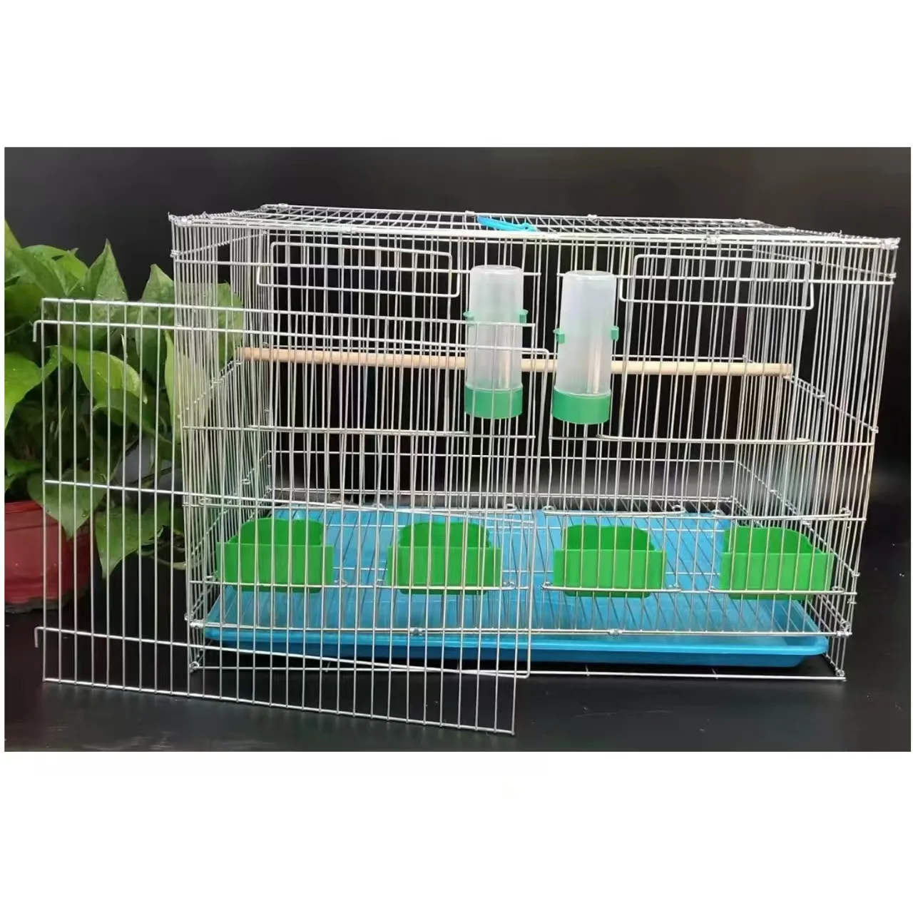 

Factory price anti rust bright galvanized folded Bird Cage with all accessories portable strong Bird Cages hot sell