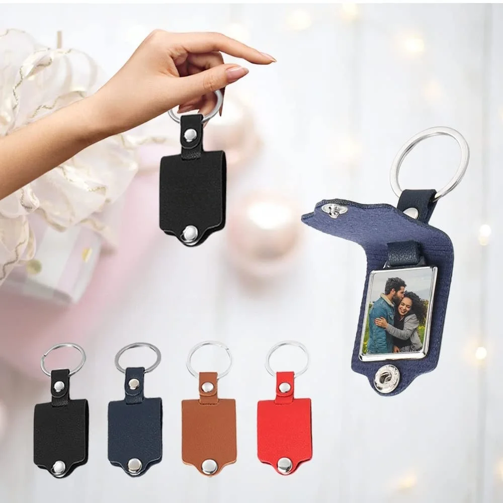

New Pu Leather Photo Frame Keychains Personalized DIY Insert Picture Key Chain Car Keys Backpack Pendant for Men Creative Gifts
