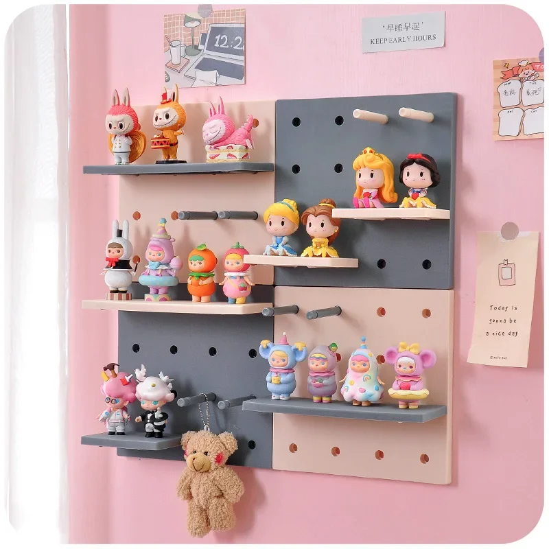 Wall-mounted Hole Board Wall Shelf Free Punching Hanger Bookshelf  Figure Display Shelves Stand Bedroom Desk Wall Storage Holder