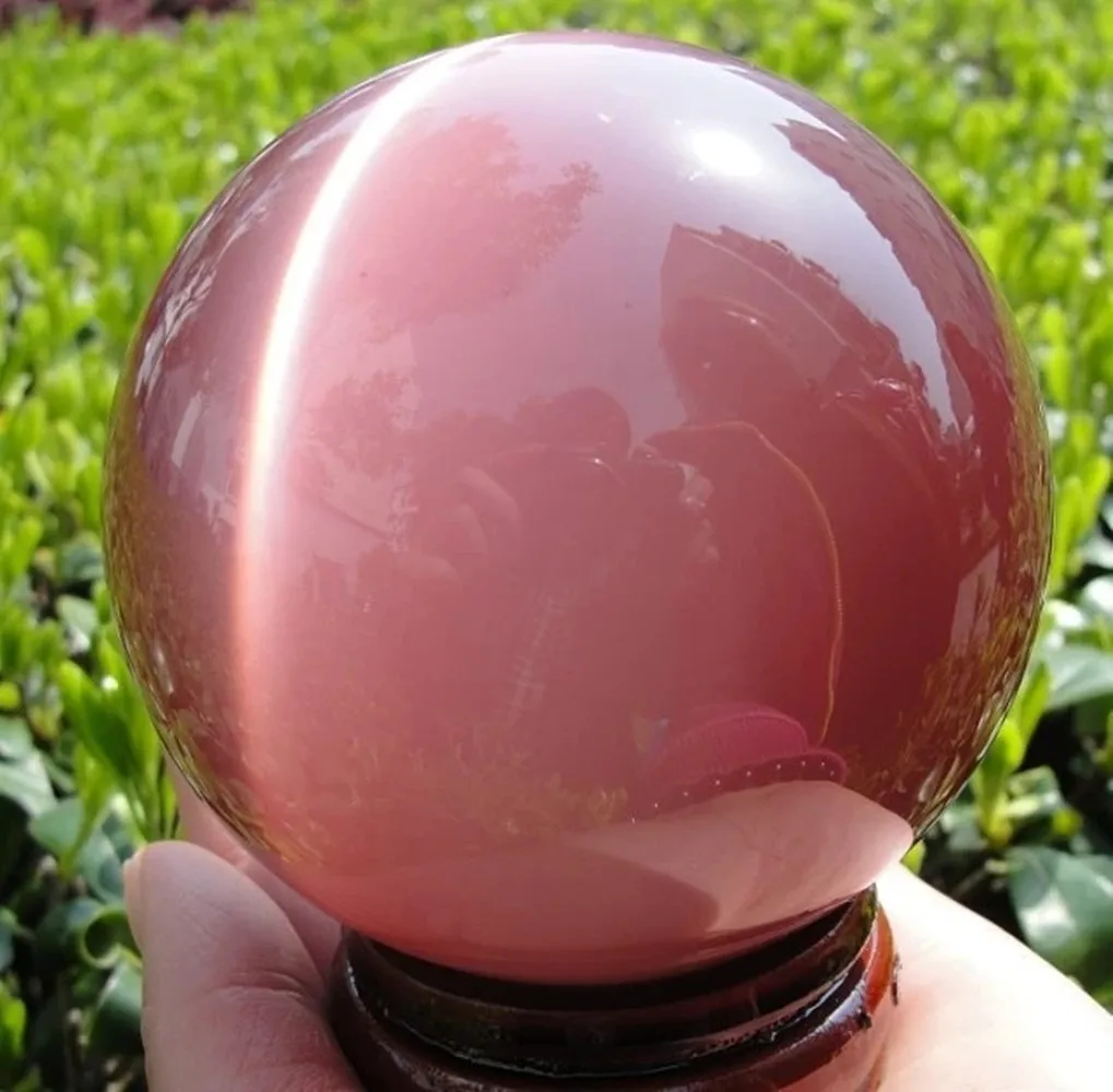 

60mm Hot Sell ASIAN. QUARTZ PINK CAT EYE CRYSTAL BALL SPHERE