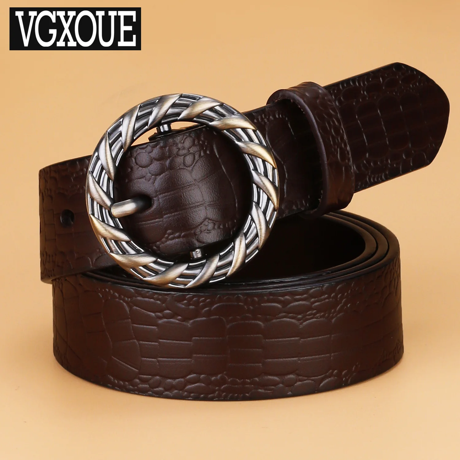 vintage-style-genuine-leather-belt-women's-crocodile-pattern-casual-needle-buckle-top-layer-cowhide-ladies-versatile-jeans-belt