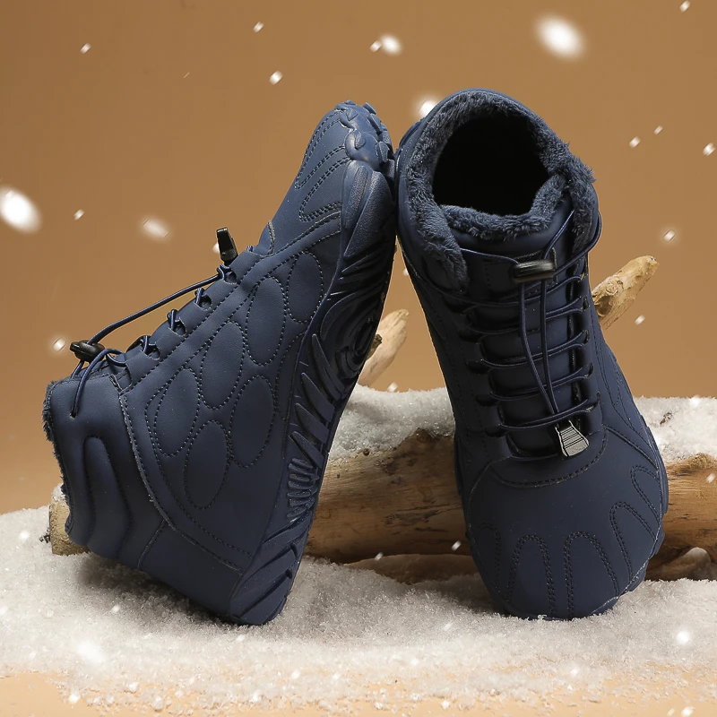 New Winter Booties Men Snow BareFoot Casual Shoes Outdoor Waterproof Work Shoes Warm Fur Men Ankle Shoes Snow Boots Plus Size