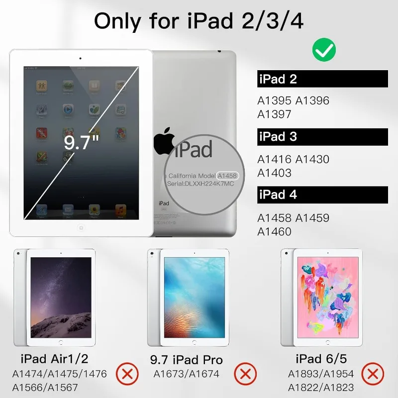 Etui 360 Ratating do iPada 2 iPad 3 iPad 4 2012 9.7 "Tablet Cover iPad A1395 A1396 A1397 A1416 A1430 A1403 A1458 A1459 A1460 Case — zdjęcie produktu 2