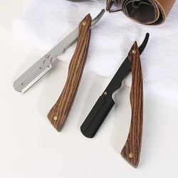 Wholesale Custom Vintage 304 Stainless Steel Wooden Straight Edge Cut Blades Throat Razor