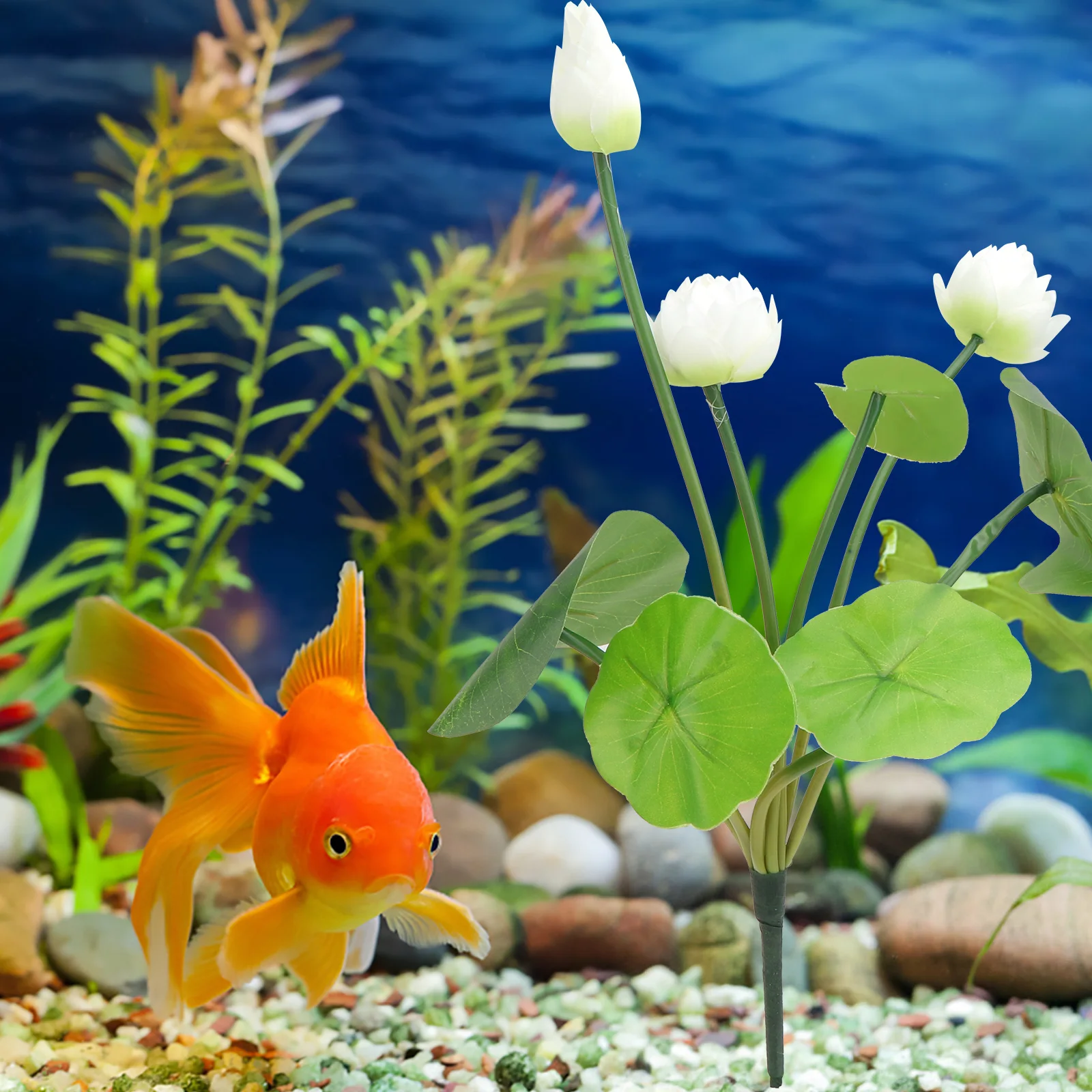 

3pcs Simulation Ornament Fish Tank Decoration Plastic Props Underwater Durable Simulated Lotus Decor For Aquarium Home