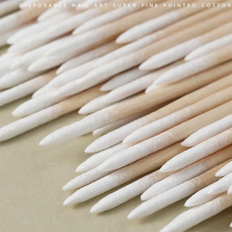 300/200/100Pcs Nails Wood Swab Cleaning Sticks Bud Tip Wooden Cotton Head Manicure Detail Corrector Nail Polish Remover Tools