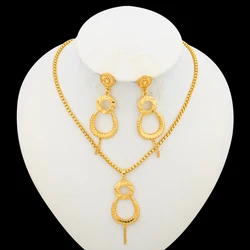 Set Ladies Elegant Necklace and Earrings 2Pcs/Set Afican Dubai Party Bridal Jewelry Accessories