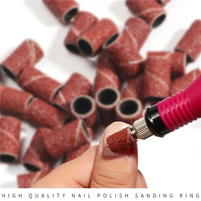 100pcs 5mm Tungsten Sanding Bands for Nail Art - 80/120/180 Grit - Nail Drill Bits for Manicure and Pedicure -   and Durable