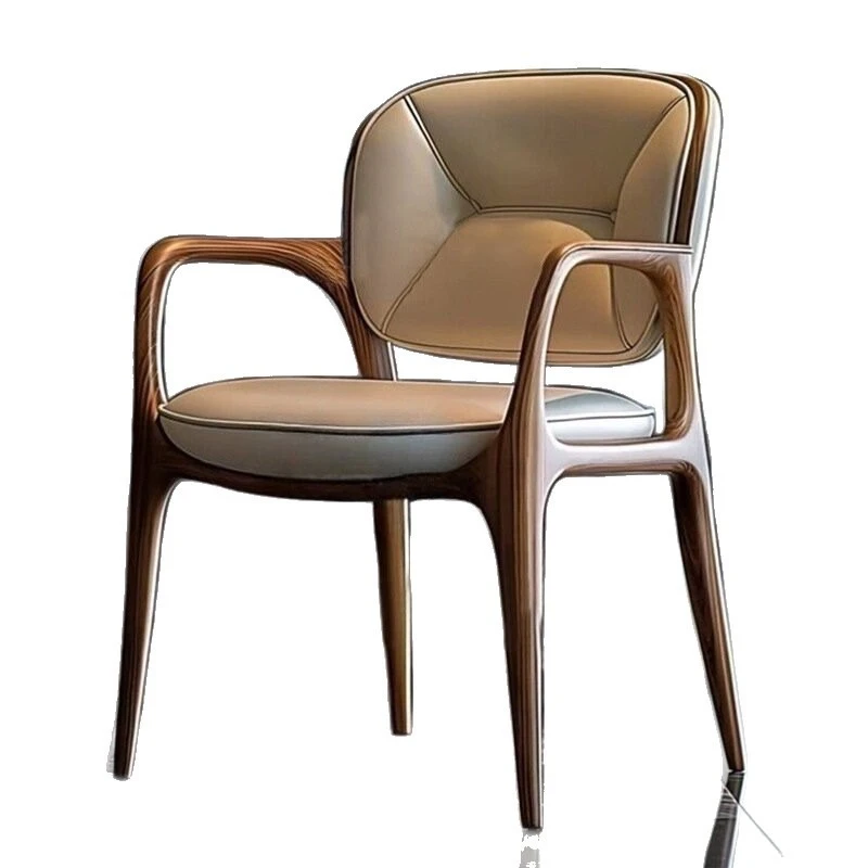 

Medieval solid wood walnut color solid wood dining chair backrest solid wood dining chair