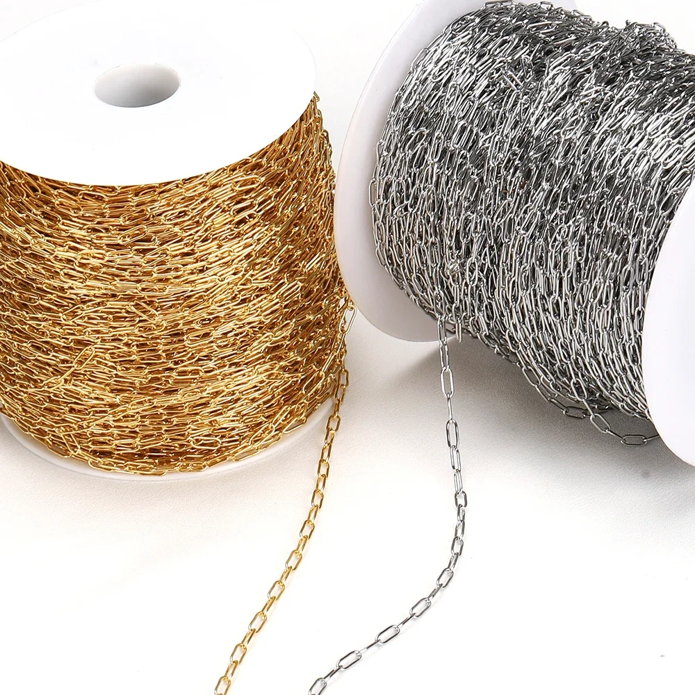 

2 метра звено из нержавеющей стали, золотые цепочки для самостоятельного изготовления ювелирных изделий, цепочка Роло, бусины, цепочка, ожерелье, браслет, компоненты ножного браслета