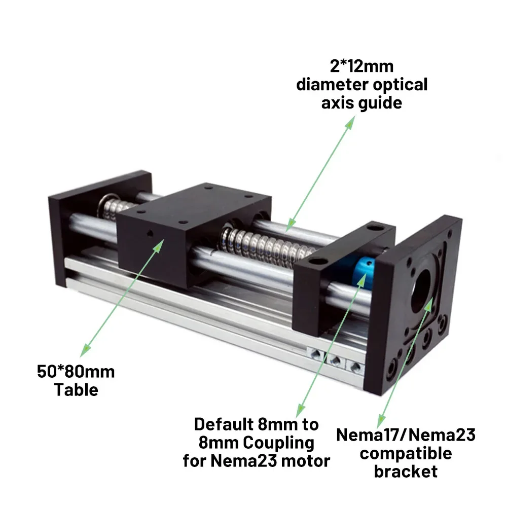 Imagem -02 - Motor Deslizante Tabela Kit Guia Linear Trilho Eixo Óptico Slide Stage Cnc Workbench Eixo Xyz Perfil de Alumínio Tabela Dc24v Nema23