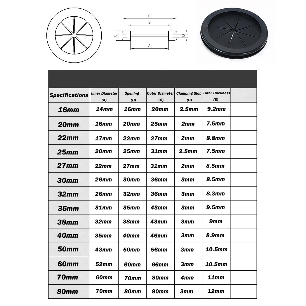Groove Rubber Grommet Dia 16~80mm Petal Type Rubber Sealing Ring Electric Wire Pass Rings Cable Hole Protector Round Gasket