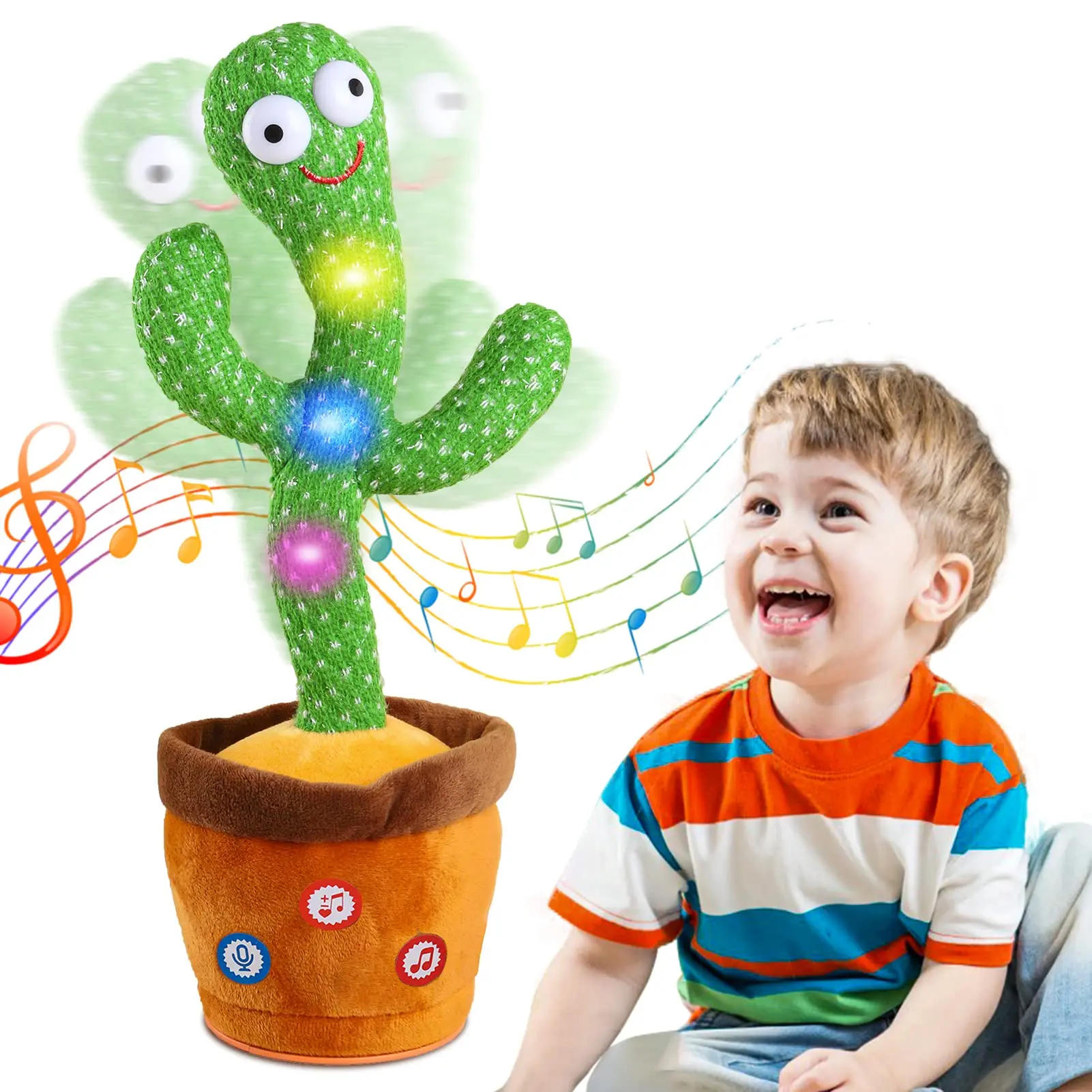 Dancing Cactus Toy Repeat Talking 120 Songs Wriggle Dancing Sing Toy Talk Plushie Stuffed Toys for Baby Adult Christmas Gift