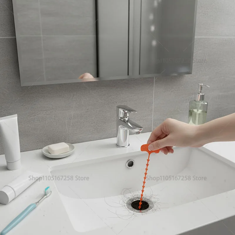 أداة ثعبان الشعر المطبوعة ثلاثية الأبعاد القابلة لإعادة الاستخدام لمجموعة تنظيف أنابيب الصرف الصحي لحوض الاستحمام، أداة تنظيف المنزل لمنع انسدادها