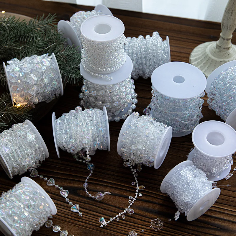 

5m Long Transparent String of BeadsChain Christmas Tree Decoration Bead Snowflake DIY Christmas Ornament Home Decorative Wedding