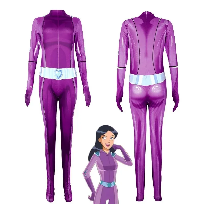 l2025l بدلة الهالوين T-Totally S-Spies النسائية التأثيرية للأطفال بدلة أنيمي البرسيم Ewing للهالوين سامانثا سيمبسون اليكسا