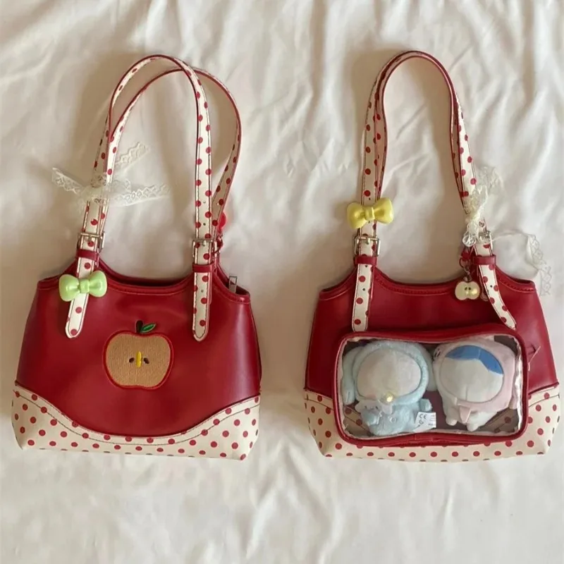 Christmas Red Double Side Back Transparent Ita bag Cute Small Capacity Sweet Casual Shoulder Bag Bolso Handbags