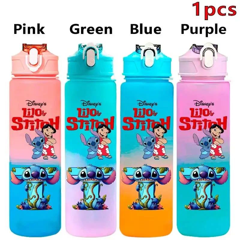 Sdq 750ML Disney Stitch Gradient Plastic Water Bottle Outdoor Sports Leak Proof Water Cup Children's Birthday Water Bottle Gifts