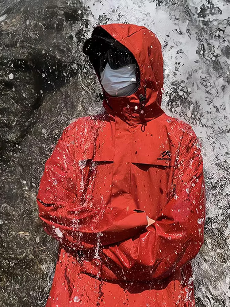 

Мужская водонепроницаемая куртка для походов весна-осень, быстросохнущая, красная, мягкая, дождезащитная, верхняя одежда для активного отдыха, костюм для альпинизма Zhu Que