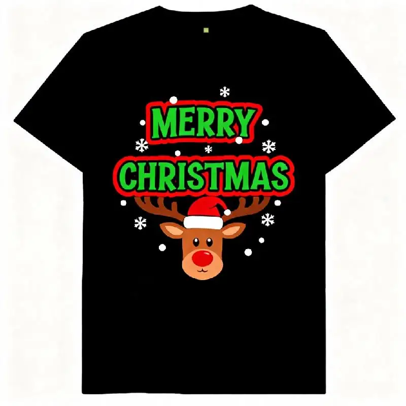

Holiday Season Christmas Print T-Shirt 200GSM Cotton Unisex Oversized Streetwear Tee Casual Short Sleeve Top 2026