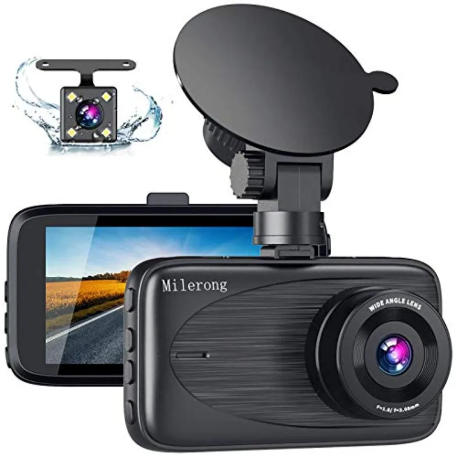 Dash Cam Front and Rear with Night Vision, Mini 1080P FHD Dash Camera for Cars, G-Sensor, Loop Recording, Parking Monitor, Moti