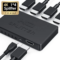 1x2/1x4 4K 3D HDTV Female Splitter 1 In 4 Out Amplifier 1080P Full HD Video Distributor Adapter For HDTV DVD PS4 Xbox