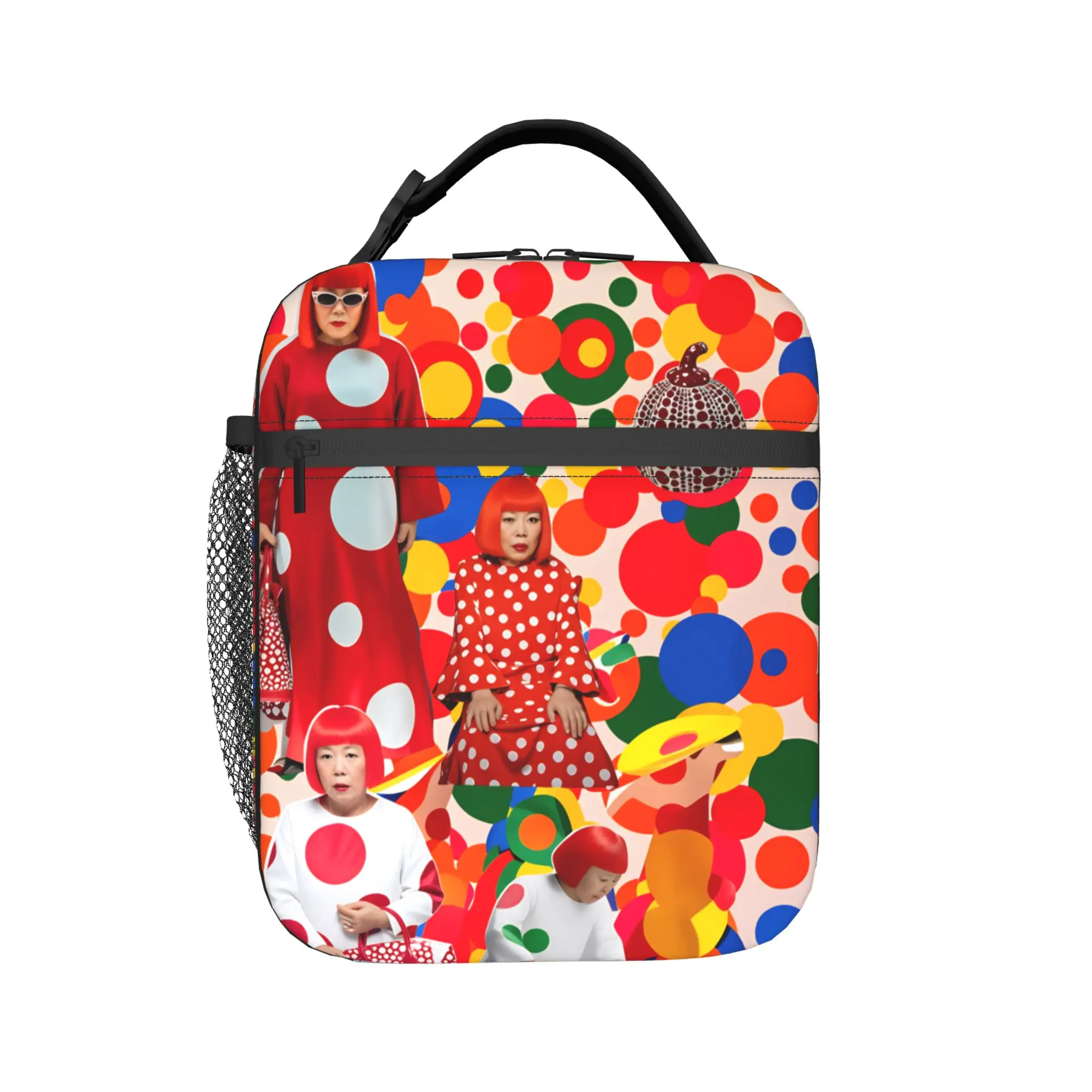 Lunch Bag Yayoi Kusama Abstract Face Office Lunch Box For Child  Cute Portable Insulated Graphic Design Cooler Bag