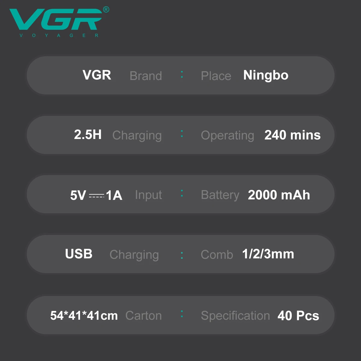 VGR Hair Trimmers Electric Body Trimmer Professional Privacy Trimmer Rechargeable Hair Cut Machine Hair Clippers Men V-003 V-906