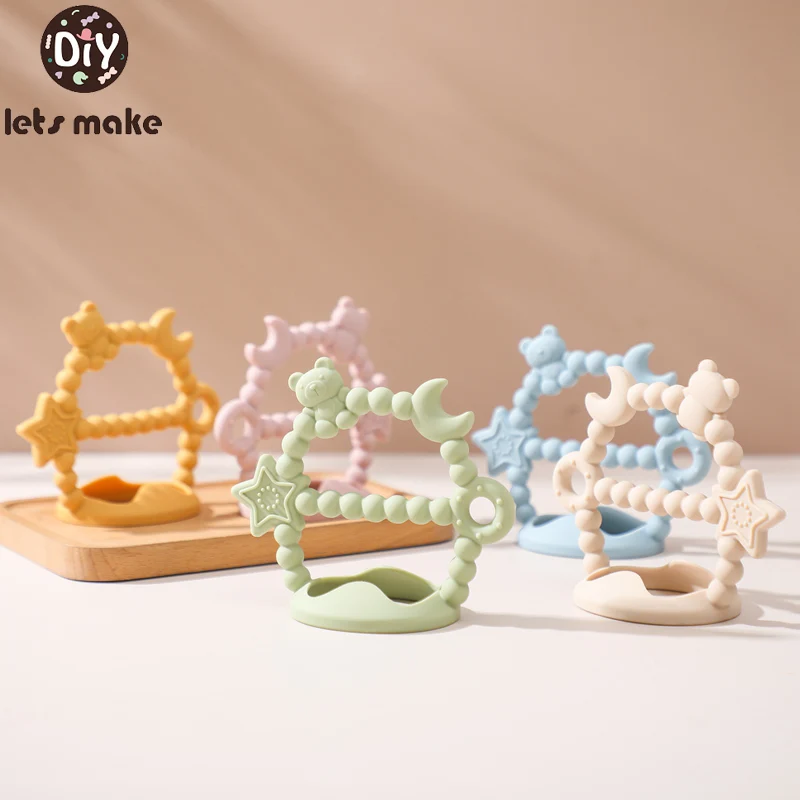 

Let's Make 1PC Silicone Teether Baby Cartoon Animal Teether Ring Kids Gift Food Grade Silicone Children Good Infant Teething Toy