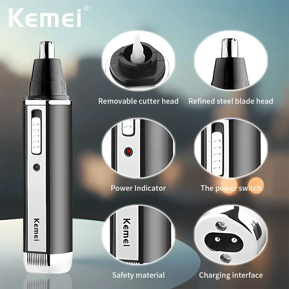Kemei KM-6630 4-in-1 Professional Electric Rechargeable Nose & Ear Hair Trimmer Shaver for Men\'s Personal Care Tools Trimmer