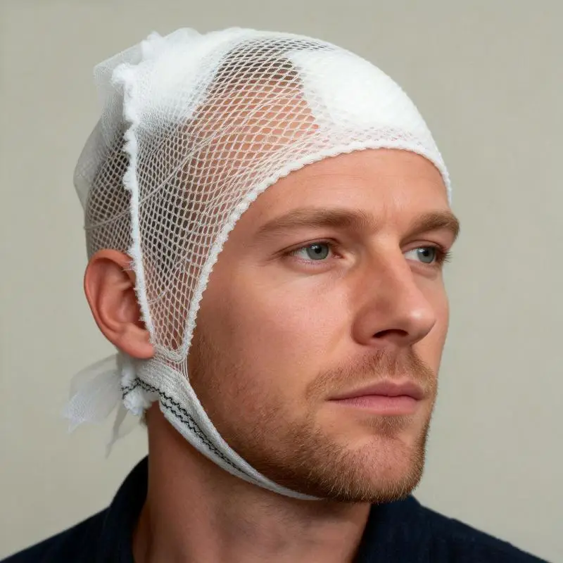 

New Elastic Mesh Cap Four Sided High Elasticity Fixed Mesh Cover Head Injuries Dressing Postoperative Nursing Bandage
