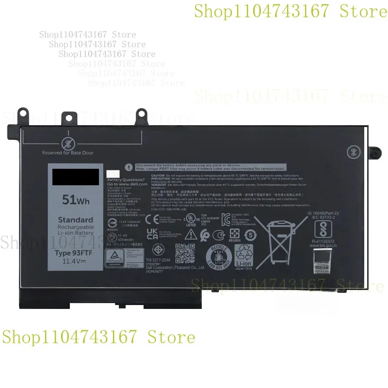 

Аккумулятор для ноутбука 93FTF GJKNX для Dell Latitude 5590 5490 5495 5290 5591 5491 5480 5580 5488 5288 Precision 3520 3530 51 Втч 68 QQ