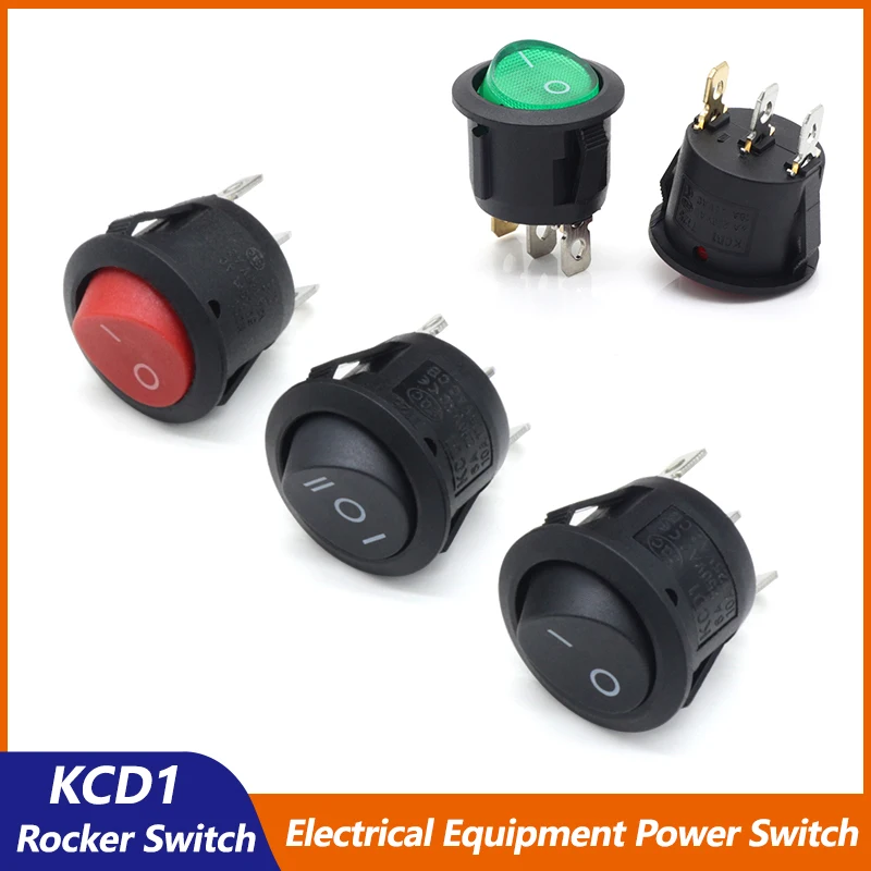

KCD1 Series Round Rocker Switch 2/3Pin ON-OFF-ON 2/3 Position 6A/250VAC 10A/125VAC 23mm LED Car Dash Dashboard Power Switches