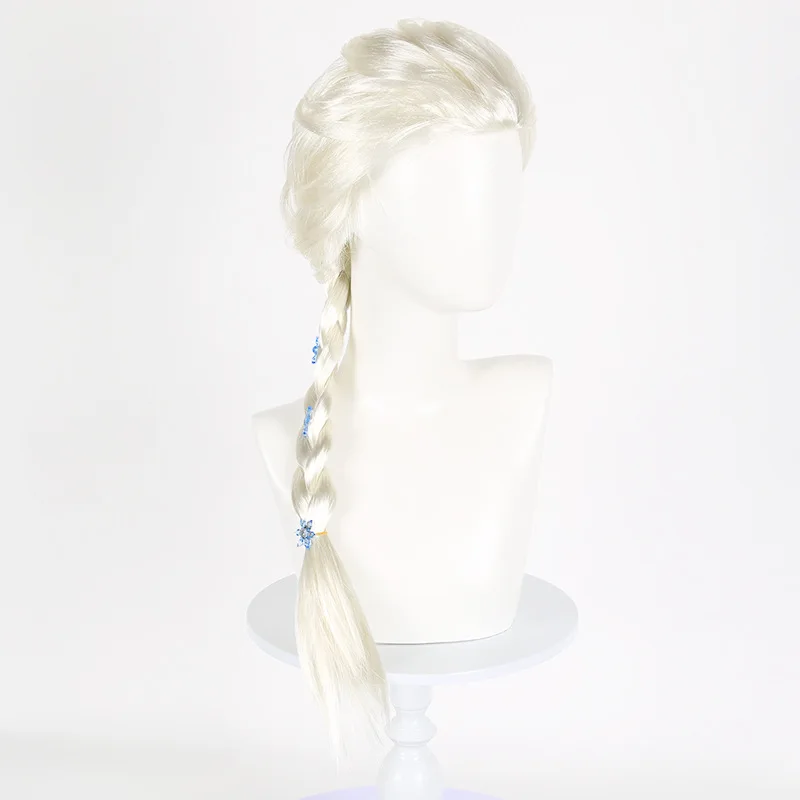 Personaggio del film animato Parrucca cosplay principessa Elsa Treccia congelata Stile principessa Costume di Halloween Parrucca da ballo per trucco per feste Treccia Cos