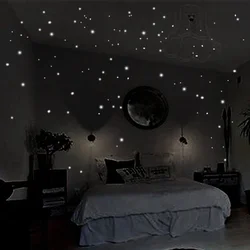 Adesivos de parede luminosos para quarto infantil, Decoração de parede, Brilham no Escuro, Adesivo Vinil Estrela, Criativo, Fluorescente, Decoração de Festa, 407 peças