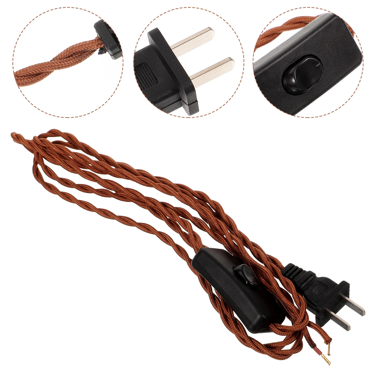 Retro cuerda de cáñamo enchufe de luz interruptor de cable lámpara colgante alambre enchufe de cobre trenzado Vintage estilo Industrial iluminación del hogar