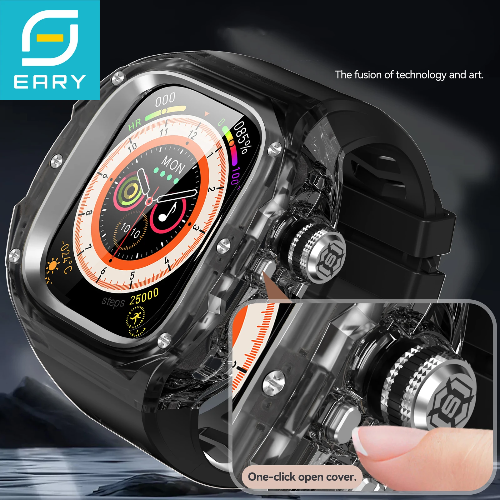 

Eary Rugged Case with Band for Apple Watch Ultra 3/2/1 49mm Military Grade Shockproof Shells Aluminum Cover Screen Protection