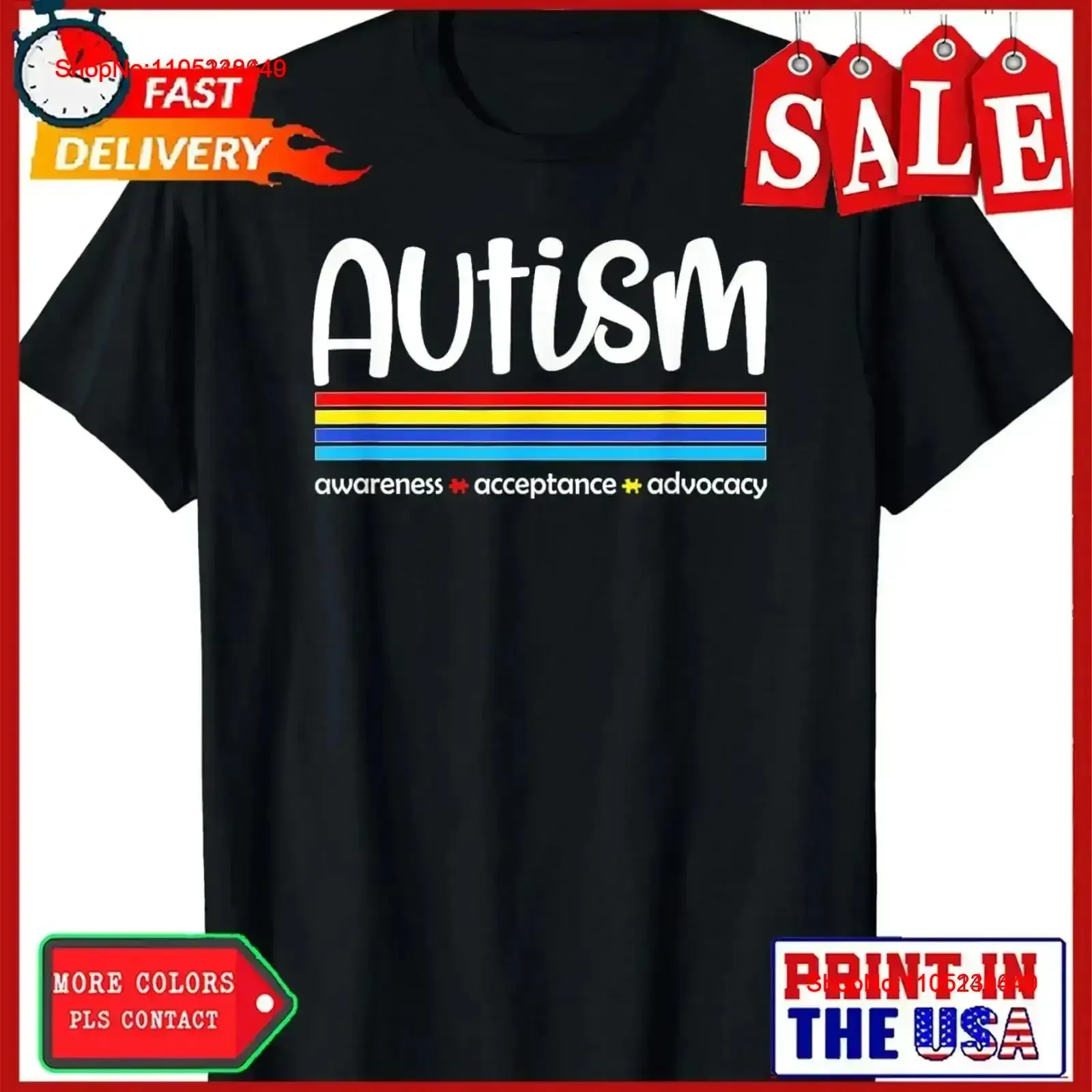 Autism Awareness Acceptance Advocacy T Shirt vintage Washed Stretched homme Breathable Versatile Top For Everyday Wear Stylish