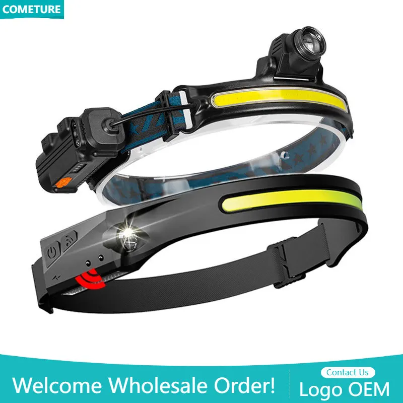 

Sensor Headlight USB Rechargeable Head Lamp COB LED Headlamp 5 Lighting Modes with Built-in Battery Flashlight Torch Work Light