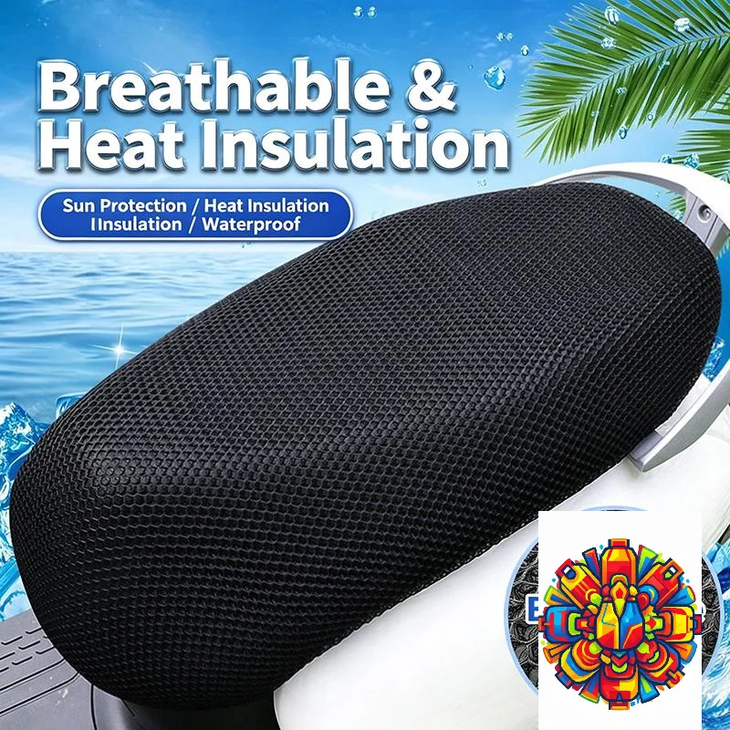 Summer Cool 3D Mesh Motorcycle Seat Cover Breathable Anti-Slip Universal Fit Scooter Cushion Pad for Outdoor Riding