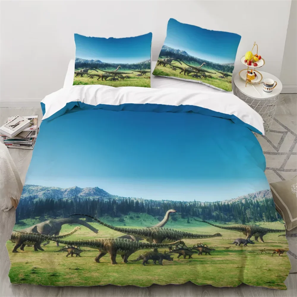 3D Dinosaur Printed Duvet Cover King Twin Queen Double Size Kit Ultra-fine Fiber Pillowcase 2024 New Wholesale Bedspread