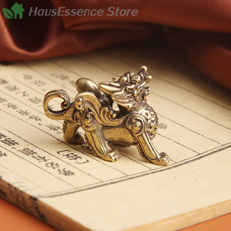 ※Chinese Fengshui Brass Statue Figurine Kylinsculpture Wealth Decoration Prosperity Good Yao Pi Ornament Qilin Dragon