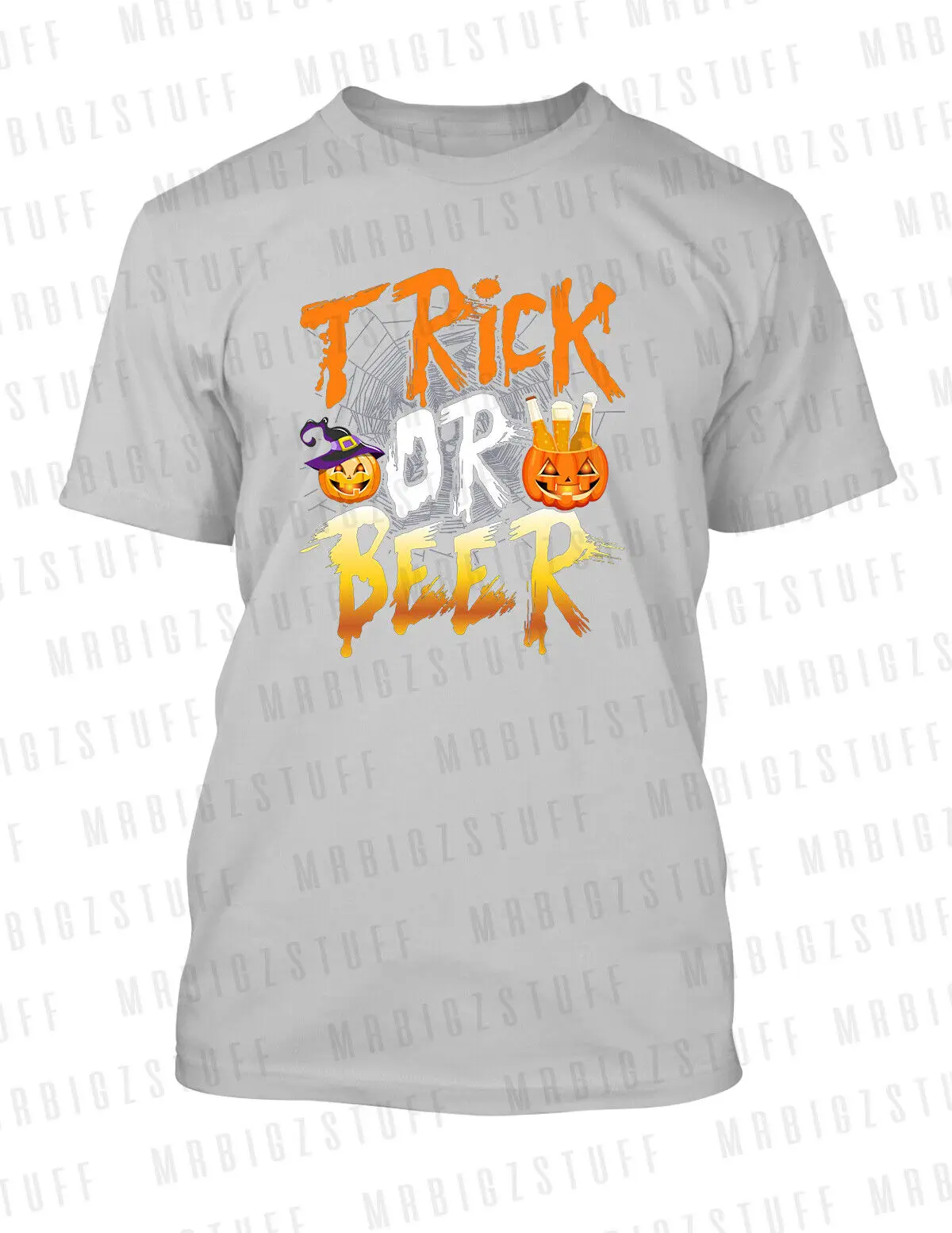 

Graphic Halloween Trick or Beer Tee Funny T-Shirt Unisex Horror Big Tall Small