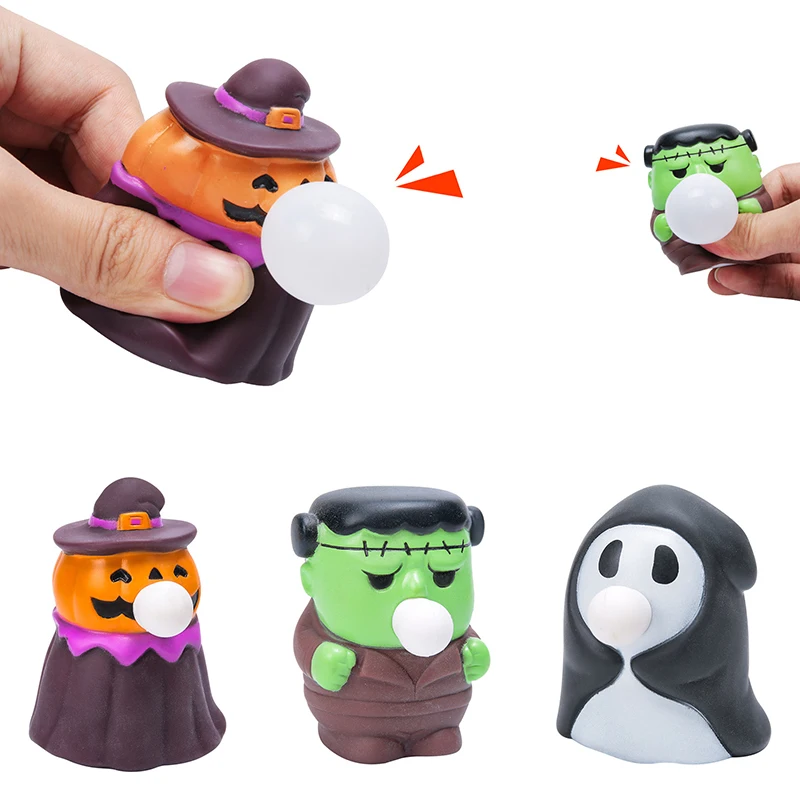 Halloween Spit Bubble Witch Pumpkin Stress Relief Toys Funny Cartoon cute funny squeeze toys Children's Holiday Birthday Gift