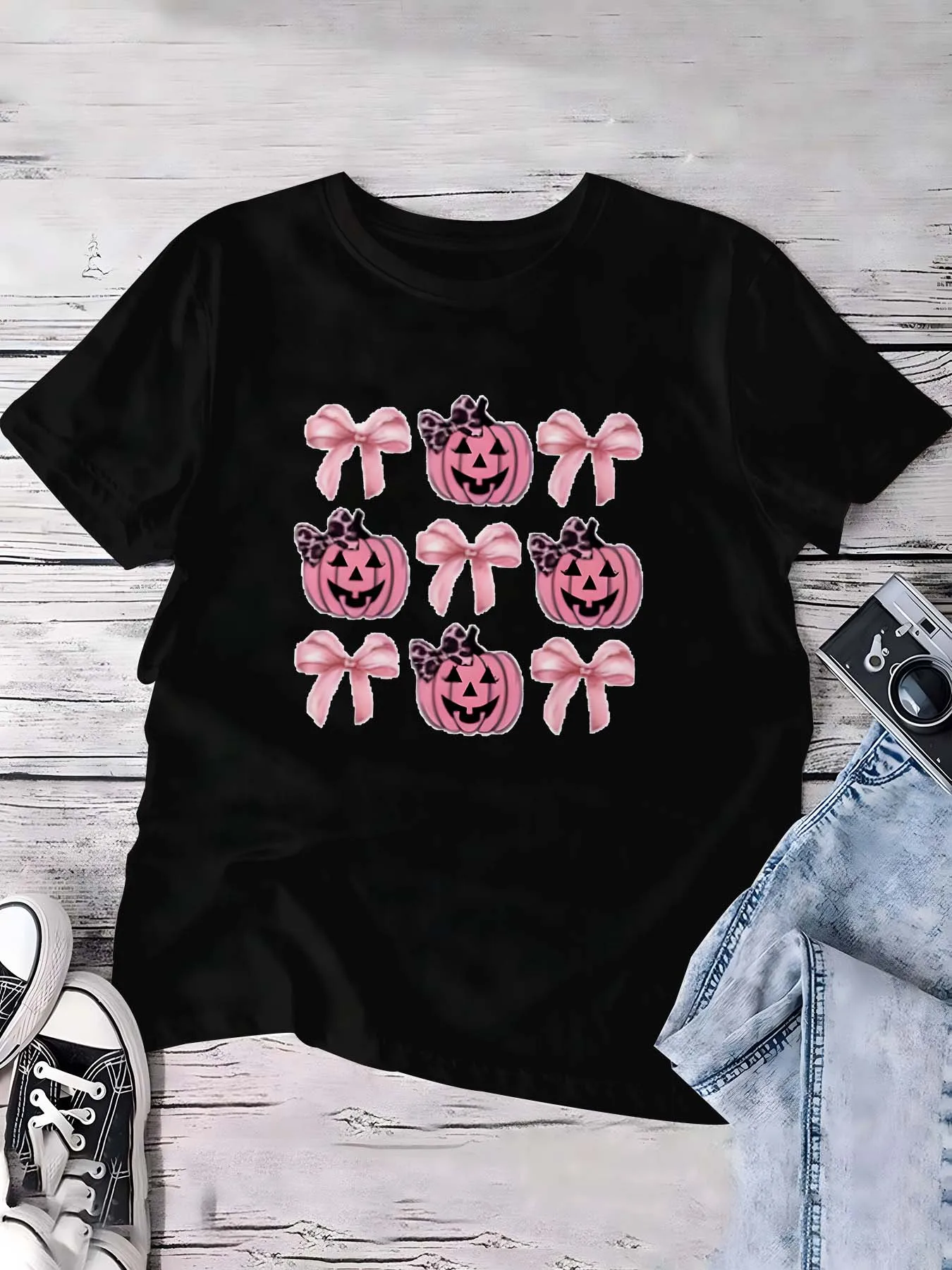 

Топ больших размеров с принтом призраков и растений на Хэллоуин, моторошный шарм с ботаническим приветствием, уникальное модное заявление