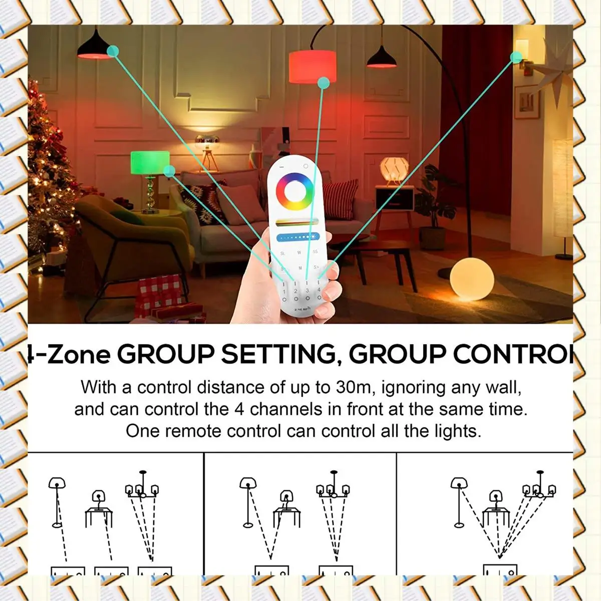 

A14M LM091 4-Zone 2.4G RF Remote Control Compatible With RGBW CCT RGB LED Dimming Controller Touch Screen 4 Channel