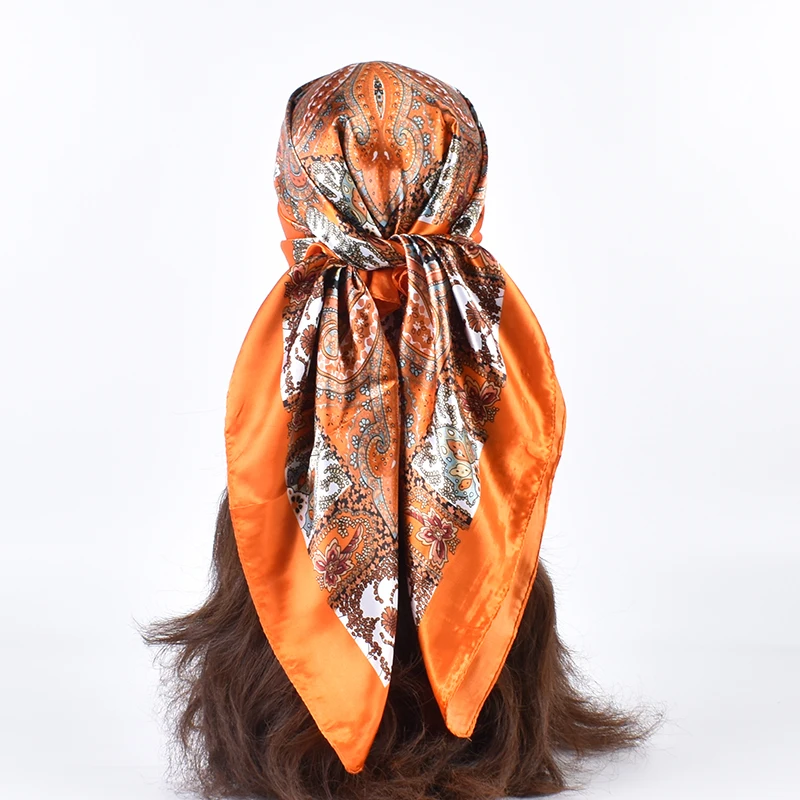 Spring New Versatile Cashew 90 Big Square Scarf Silk Scarf Wholesale Classic Vintage Print Scarf