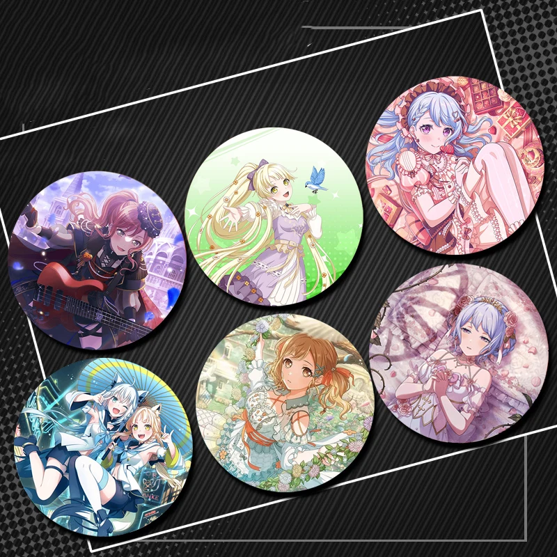 

Anime BanG Dream Pins Women's Band Group Round Display Brooches Creative Cute Art Badge for Backpack Decor Fans Collection Gift