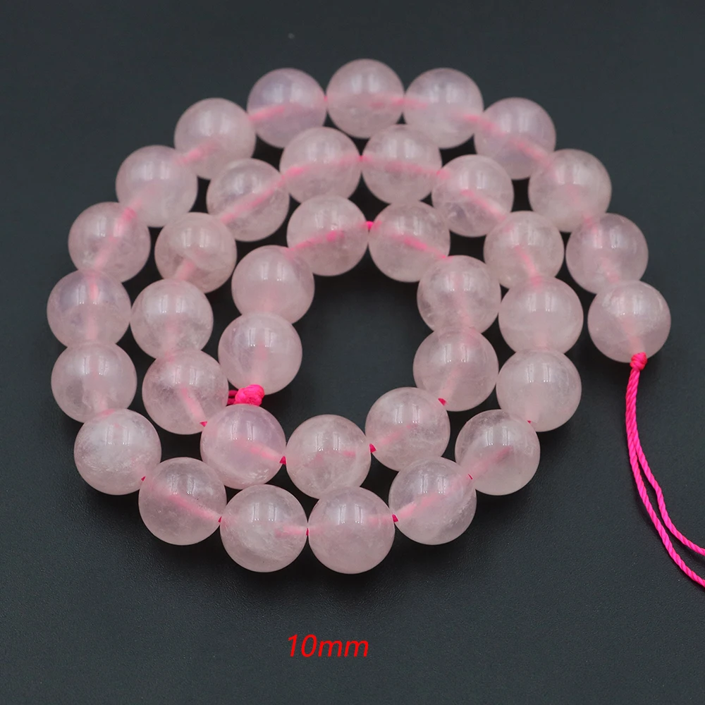 2mm 3mm 4mm 6mm 8mm10mm12mm Natural Pink Rose Quartz Crystal Clear Smooth Round Stone Loose Beads For Jewelry Making DIY Strand
